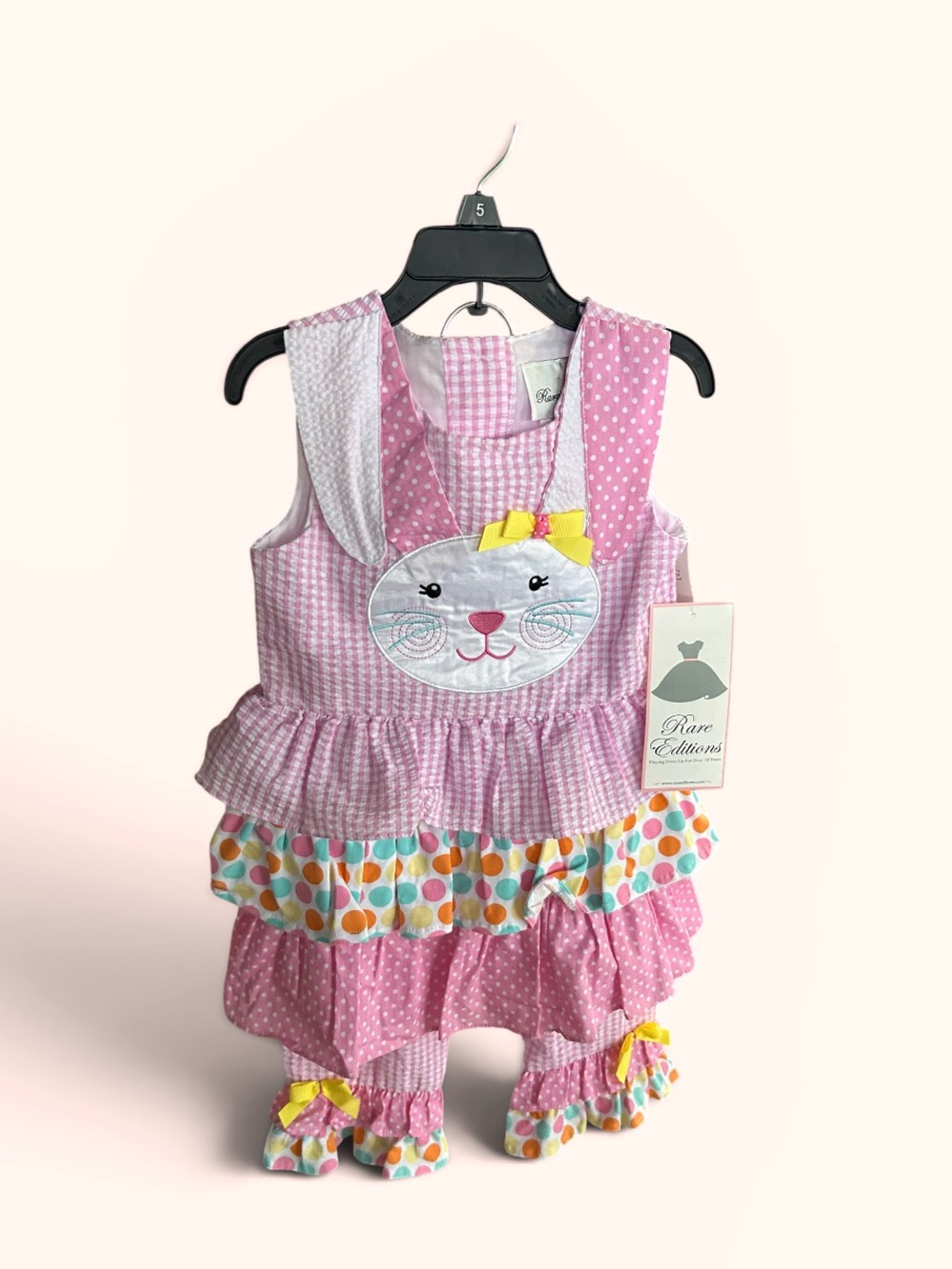 Girls 2 piece pink ruffle tank and pants set size 5